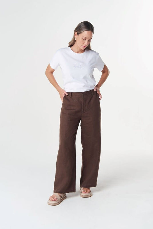 Goondiwindi Cotton Easy Linen Cotton Pant - Coconut Brown