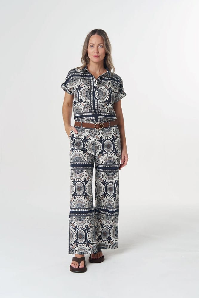 Load image into Gallery viewer, Goondiwindi Cotton Easy Linen Cotton Pant - Desert Palm Print
