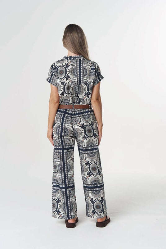 Goondiwindi Cotton Easy Linen Cotton Pant - Desert Palm Print