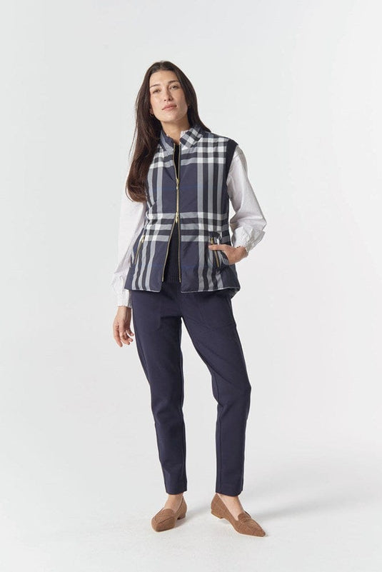 Goondiwindi Cotton Quilted Vest - Navy Check