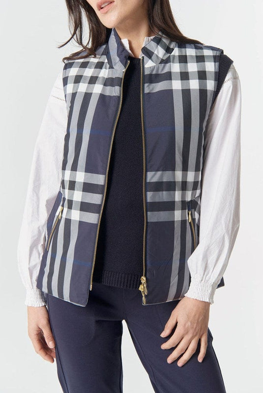Goondiwindi Cotton Quilted Vest - Navy Check