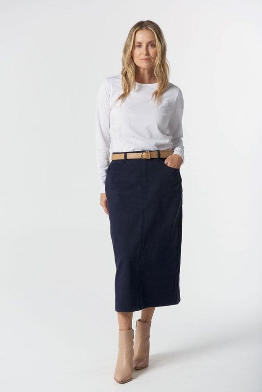 Goondiwindi Cotton Womens 5 Pocket Maxi Skirt - Dark Navy