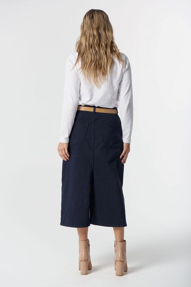 Load image into Gallery viewer, Goondiwindi Cotton Womens 5 Pocket Maxi Skirt - Dark Navy
