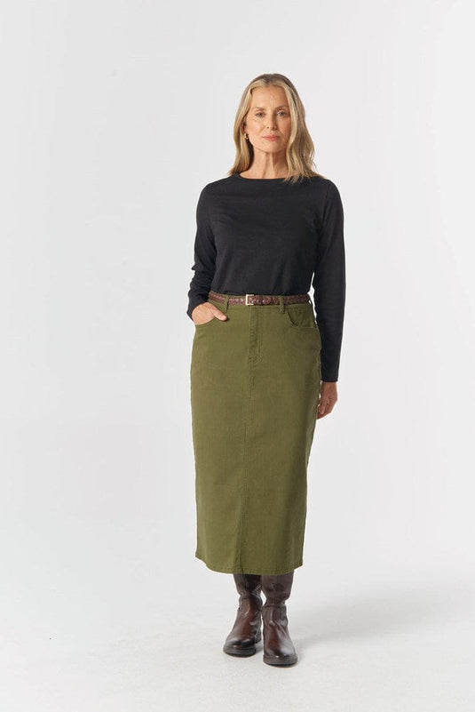 Goondiwindi Cotton Womens 5 Pocket Maxi Skirt - Sage