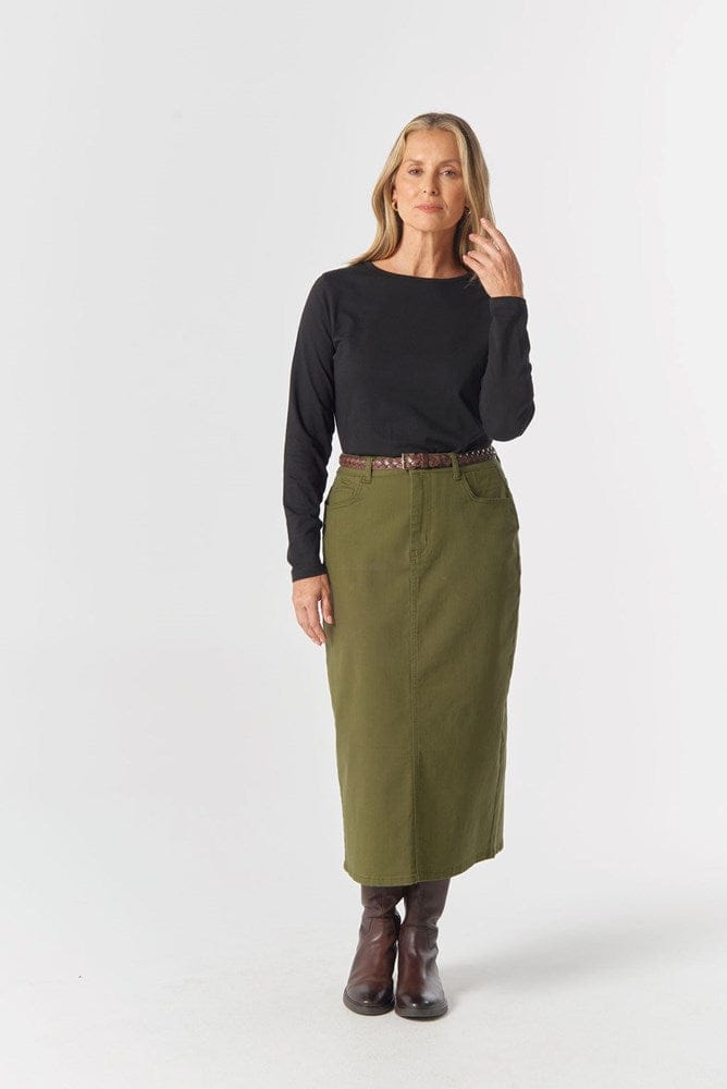 Load image into Gallery viewer, Goondiwindi Cotton Womens 5 Pocket Maxi Skirt - Sage
