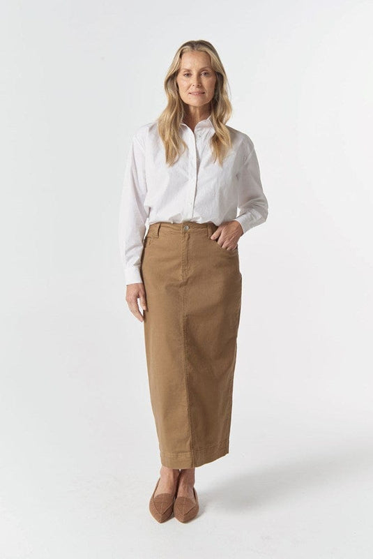 Goondiwindi Cotton Womens 5 Pocket Maxi Skirt - Tobacco