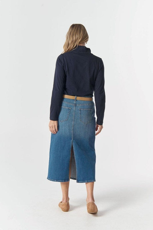 Goondiwindi Cotton Womens 5 Pocket Maxi Skirt - Denim Blue