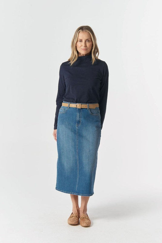 Goondiwindi Cotton Womens 5 Pocket Maxi Skirt - Denim Blue