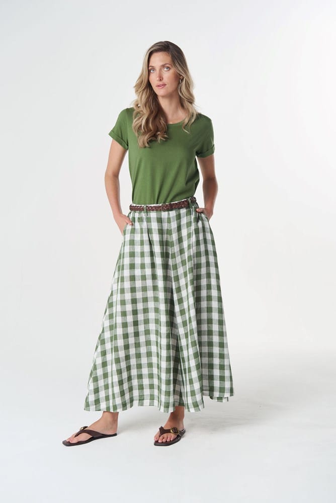 Load image into Gallery viewer, Goondiwindi Cotton Field Linen Maxi Skirt - Cedar Green
