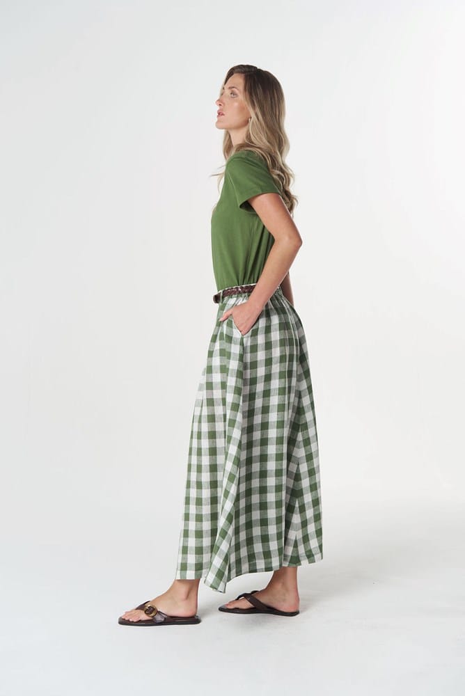 Load image into Gallery viewer, Goondiwindi Cotton Field Linen Maxi Skirt - Cedar Green
