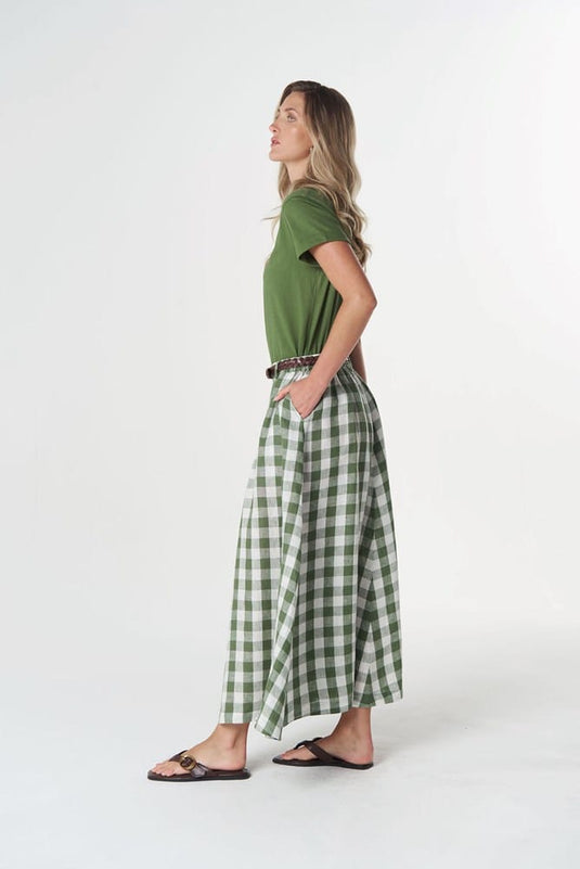 Goondiwindi Cotton Field Linen Maxi Skirt - Cedar Green