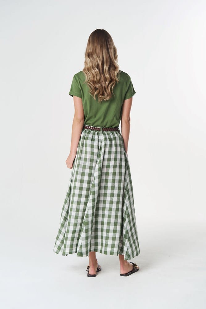 Load image into Gallery viewer, Goondiwindi Cotton Field Linen Maxi Skirt - Cedar Green
