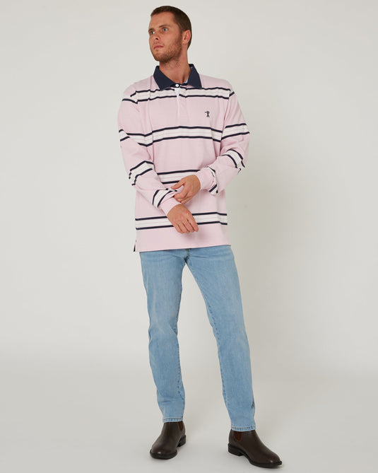 Pilbara Mens Rugby Jersey - Pirouette/Navy/White