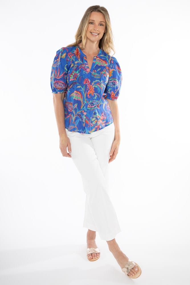 Load image into Gallery viewer, Jump Womens Cobalt Flora Top
