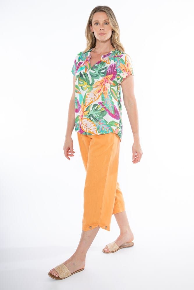 Load image into Gallery viewer, Jump Womens Tropicana Shirred Top
