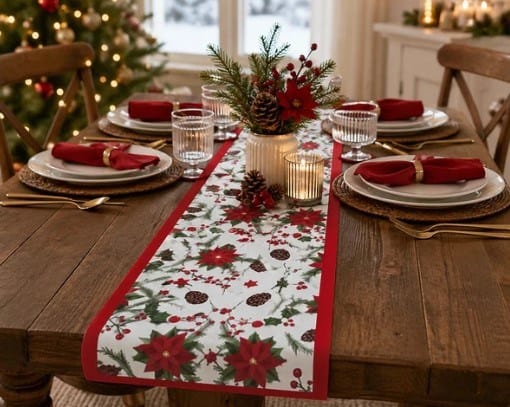 Rans RANS Christmas Flowers Table Runner 33 x 180 cm