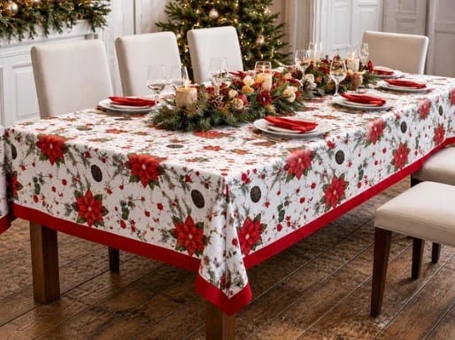 Rans Christmas Flowers Rectangle Tablecloth