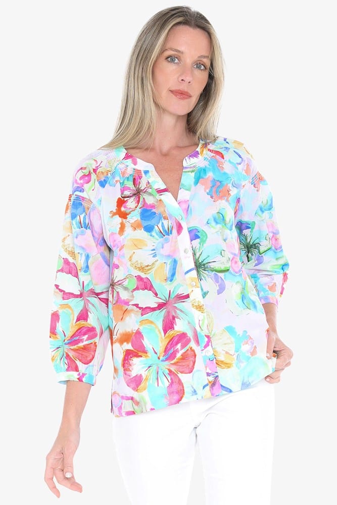 Load image into Gallery viewer, Jump Womens Hibiscus Haze Shirt
