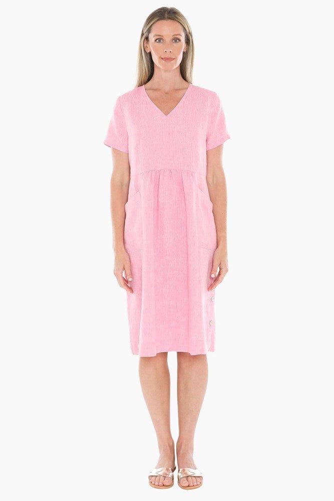 Load image into Gallery viewer, Jump Womens Side Button Dress - Flamingo
