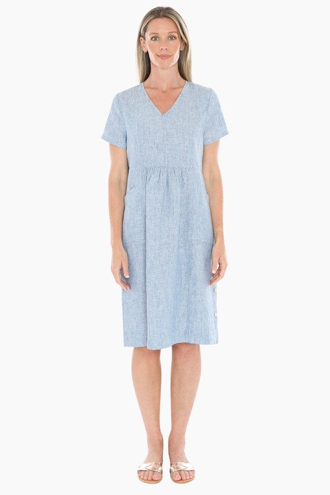 Load image into Gallery viewer, Jump Womens Side Button Dress - Ocean
