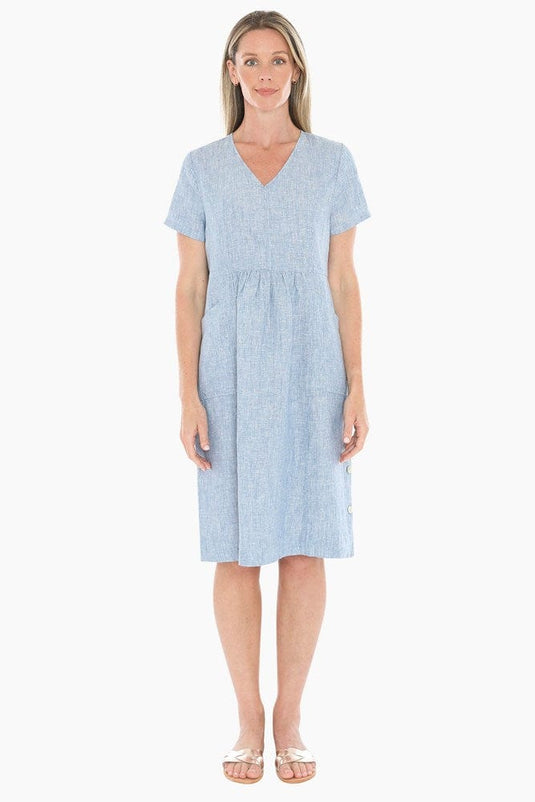 Jump Womens Side Button Dress - Ocean