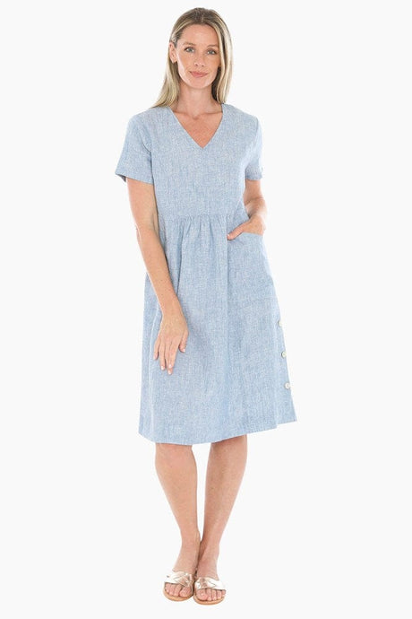 Jump Womens Side Button Dress - Ocean