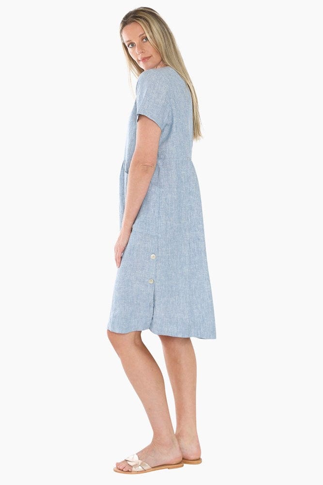Load image into Gallery viewer, Jump Womens Side Button Dress - Ocean
