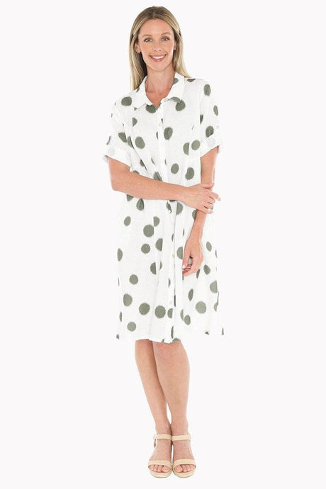 Jump Womens Scatch Spot Dress - White/Basil