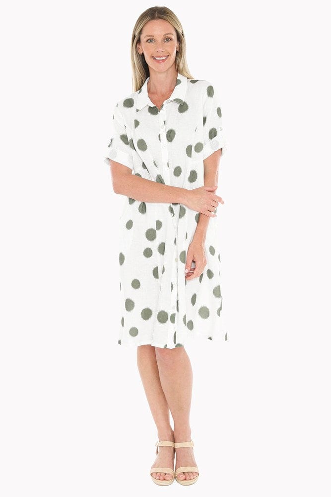 Load image into Gallery viewer, Jump Womens Scatch Spot Dress - White/Basil
