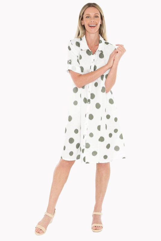 Jump Womens Scatch Spot Dress - White/Basil