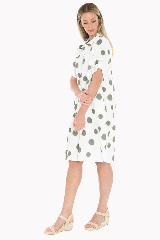 Jump Womens Scatch Spot Dress - White/Basil