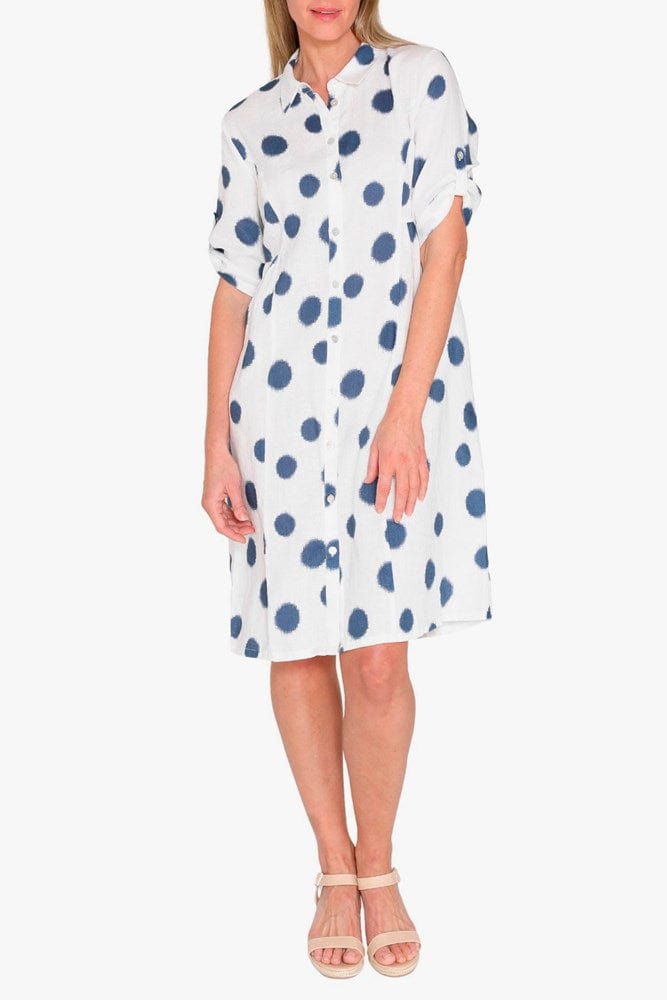 Load image into Gallery viewer, Jump Womens Scatch Spot Dress - White/Nightsky
