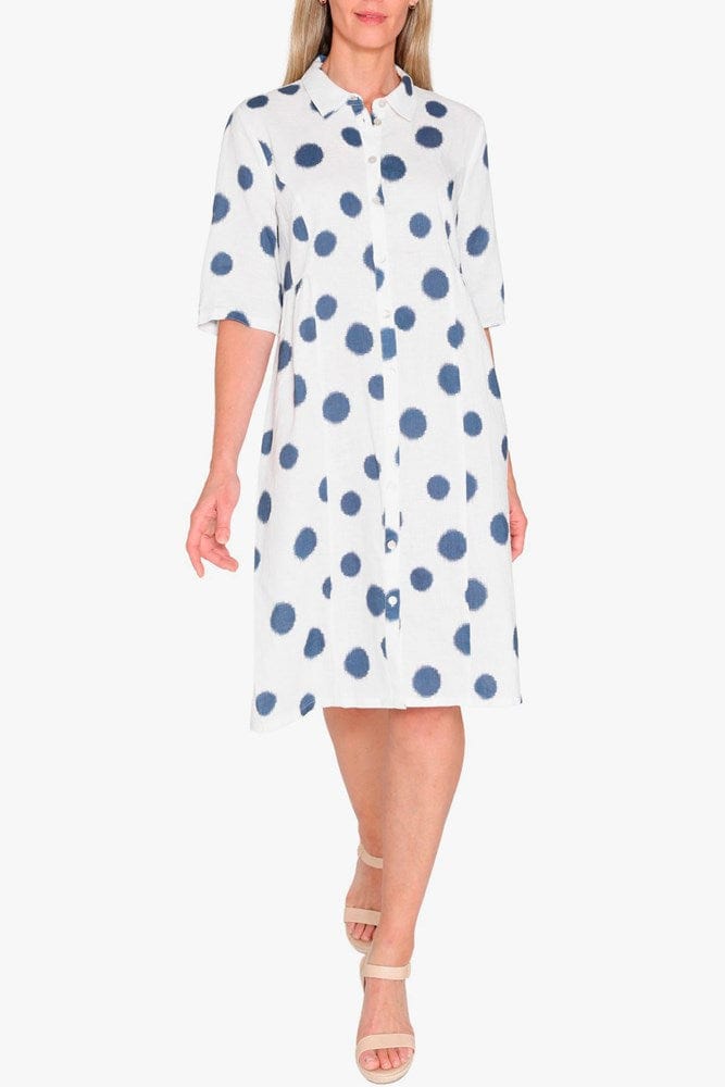 Load image into Gallery viewer, Jump Womens Scatch Spot Dress - White/Nightsky
