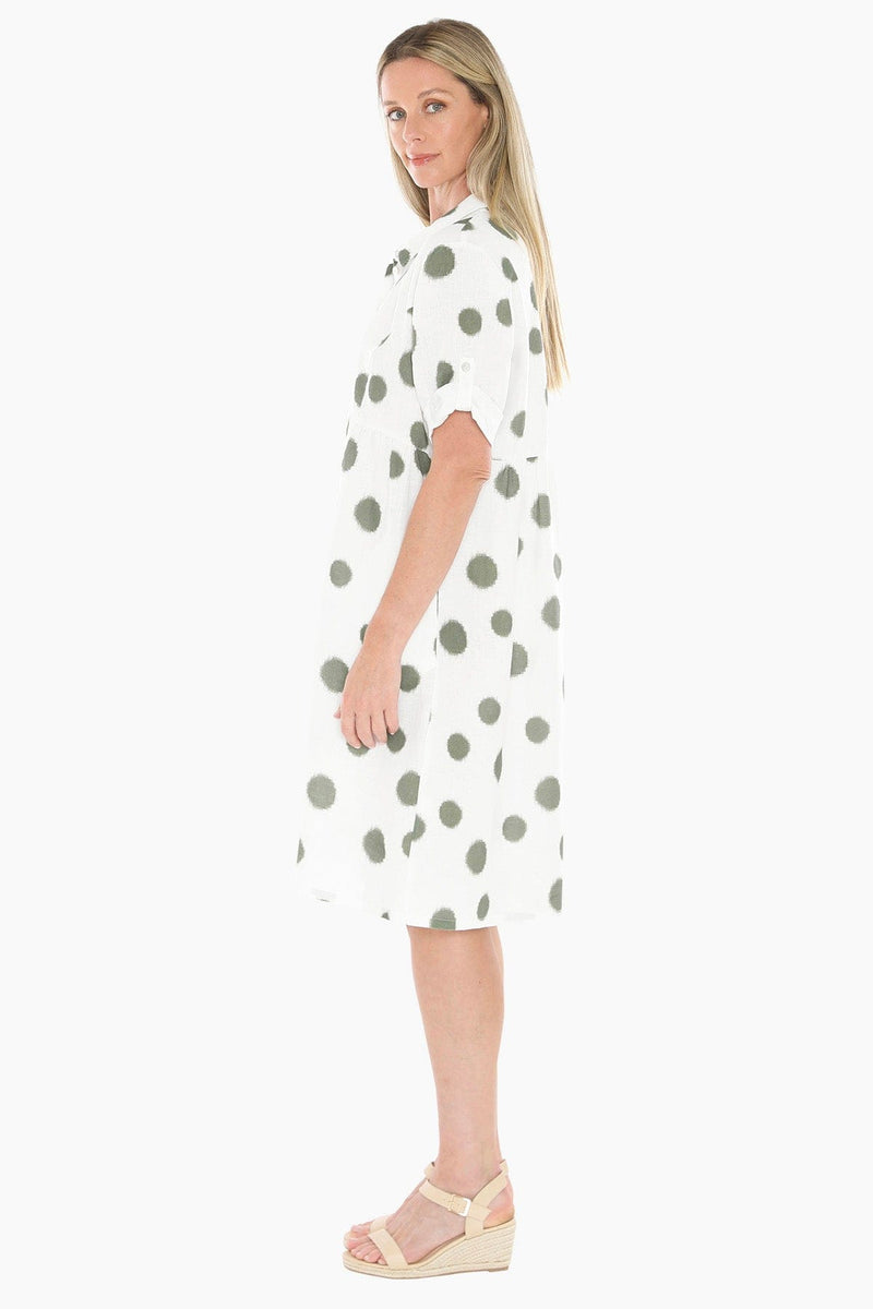 Load image into Gallery viewer, Jump Womens Scatch Spot Dress - White/Basil
