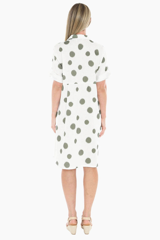Jump Womens Scatch Spot Dress - White/Basil
