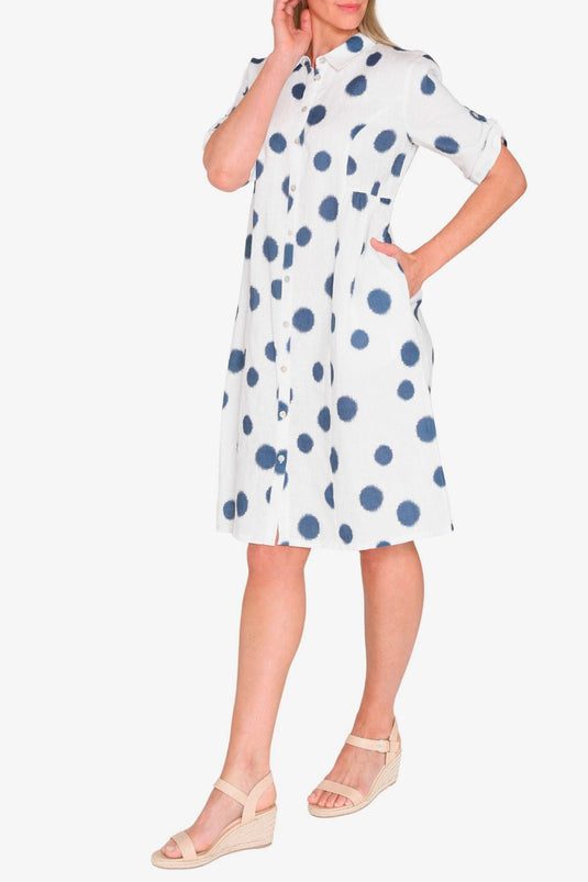 Jump Womens Scatch Spot Dress - White/Nightsky