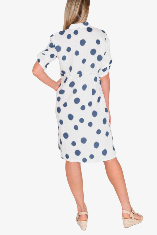 Jump Womens Scatch Spot Dress - White/Nightsky