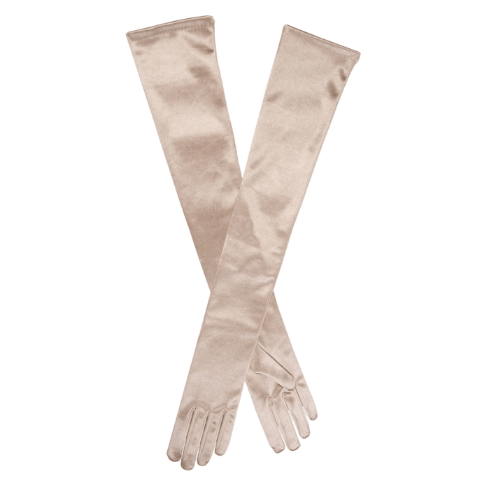 Dents Womens Bella Long Opera Satin Gloves - Champagne
