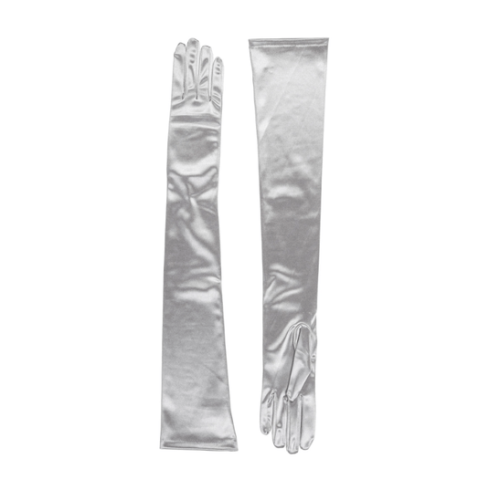Dents Womens Bella Long Opera Satin Gloves - Silver Grey