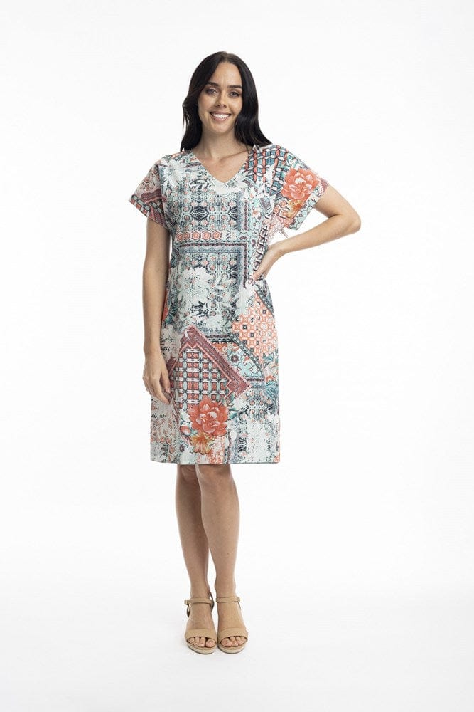 Load image into Gallery viewer, Orientique Womens Ishigaki Reversible Short Sleeve Dress
