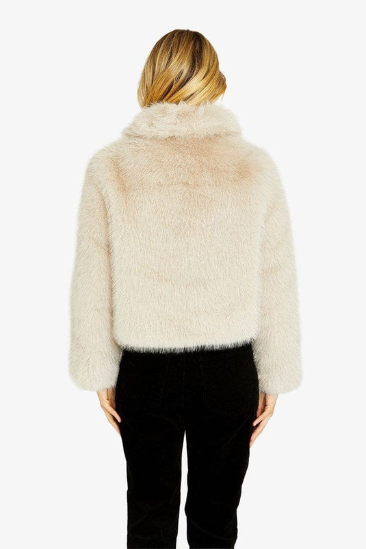 Pingpong Womens Wintour Faux Fur Jacket - Ivory