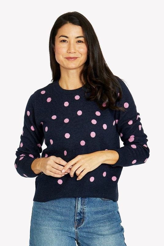 Jump Womens Spotty Pullover - Midnight/Rose