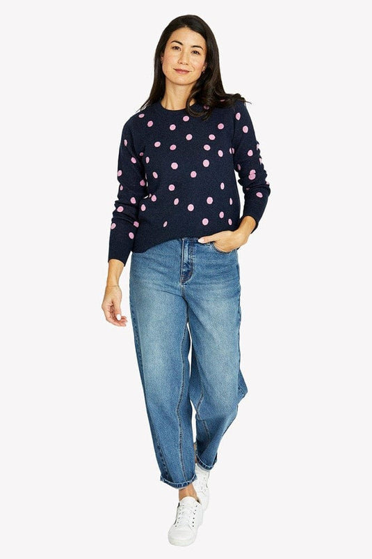 Jump Womens Spotty Pullover - Midnight/Rose