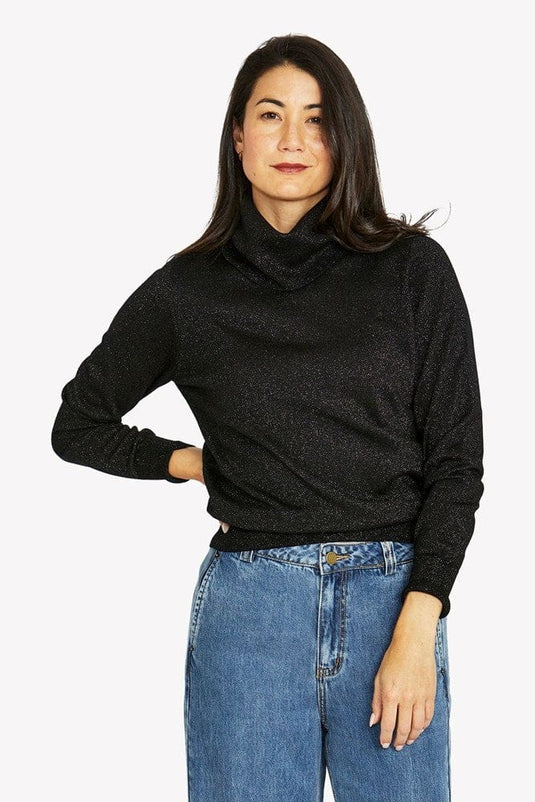 Jump Womens Metallic Cowl Pullover