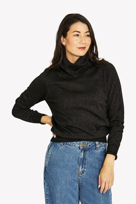 Jump Womens Metallic Cowl Pullover