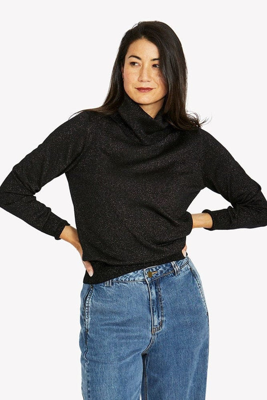 Jump Womens Metallic Cowl Pullover