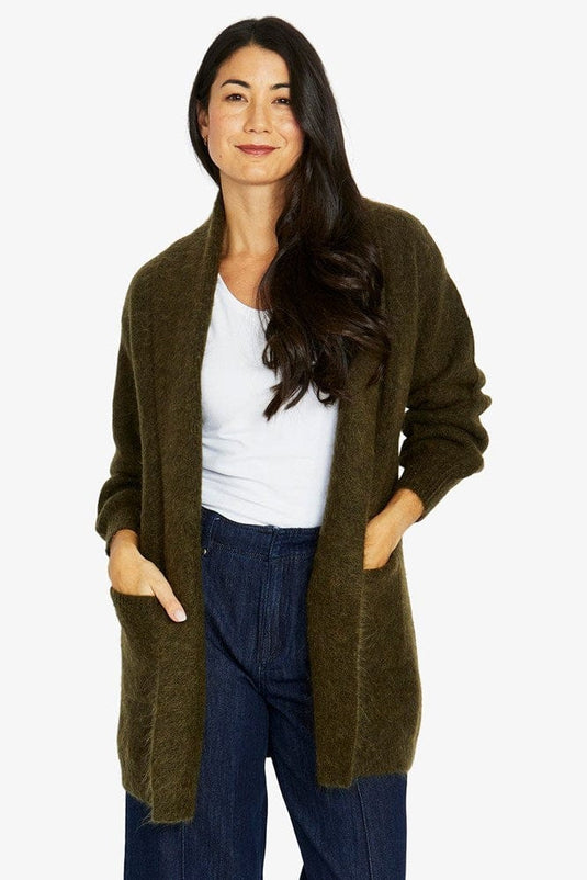 Jump Womens Luxe Long Cardigan - Dark Olive