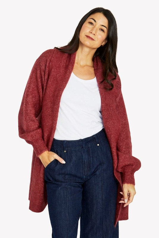 Jump Womens Luxe Long Cardigan - Raisin
