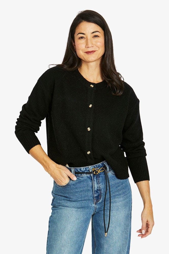 Load image into Gallery viewer, Jump Womens Crew Cardigan - Black
