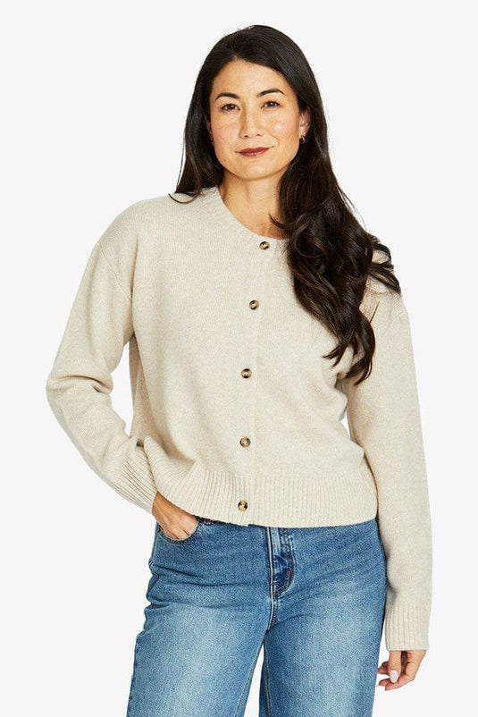 Jump Womens Crew Cardigan - Natural